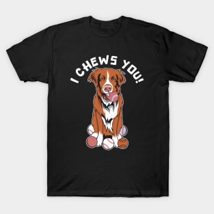 Funny Toller Nova Scotia Duck Tolling Retriever Chewing A Ball T-Shirt